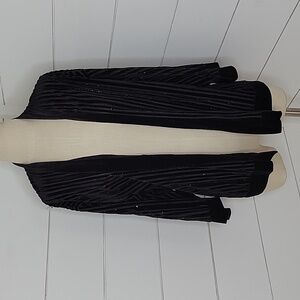 Birch Hill small black velvet sequin sheer striped cardigan